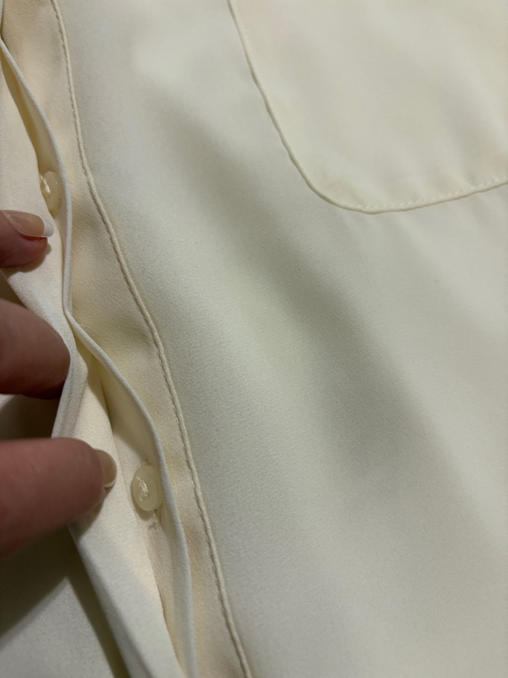 Investments Cream Beaded Collar Button-Down Blouse - Picture 6 of 9